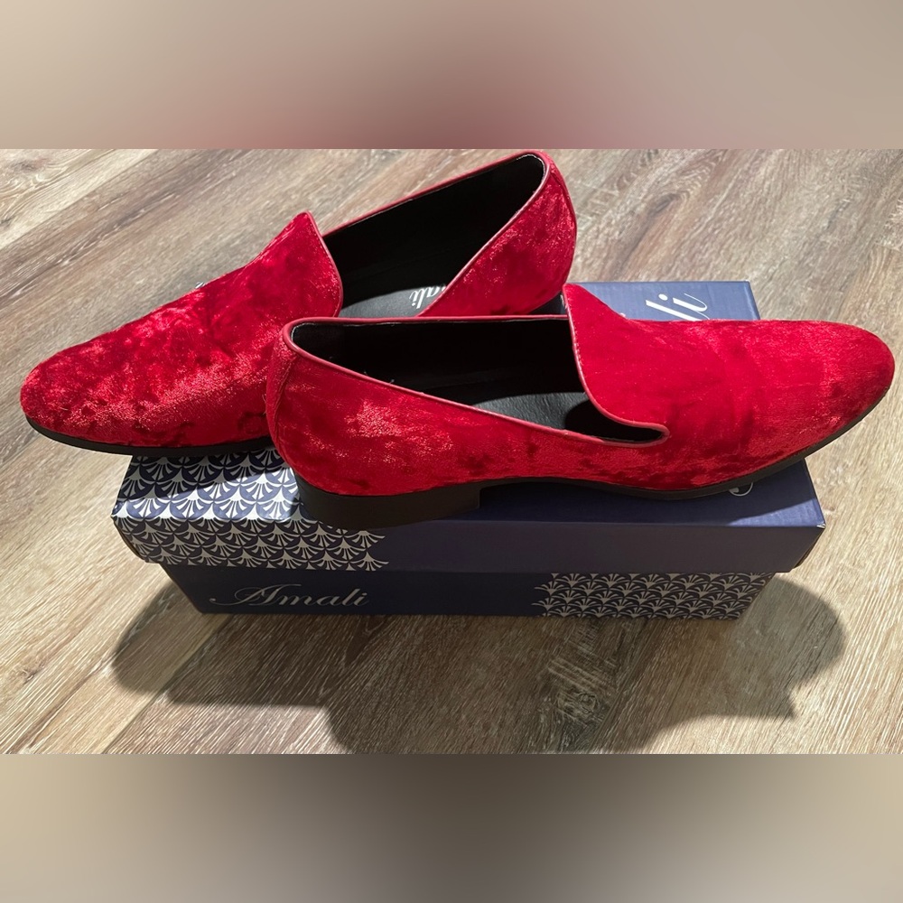 Amalfi Men’s Scarlet Velvet Loafers. Worn once but in great condition.